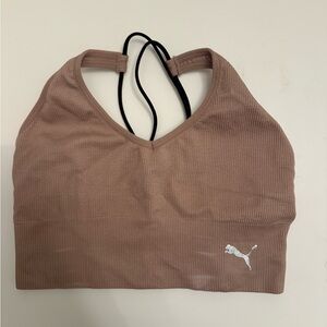 Puma Women's Ribbed Sports Bra - Tan